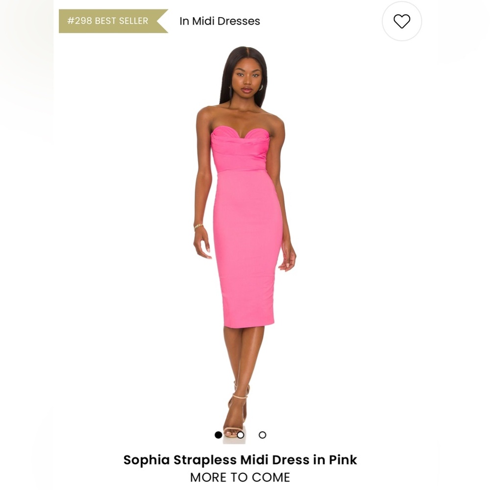 REVOLVE SOPHIA STRAPLES MIDI DRESS IN PINK XXS MORE TO COME